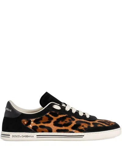 Dolce & Gabbana Women Printed Calf Hair Saint Tropez Light Sneakers In Animal Print
