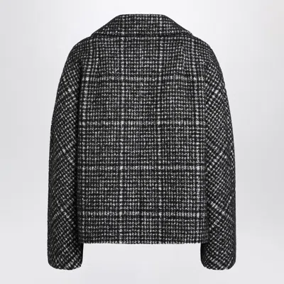 Dolce & Gabbana Short Double-breasted Checked Coat Dolce E Gabbana In Gray