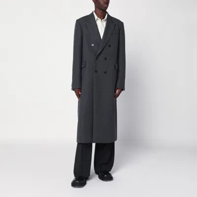 Dries Van Noten Double-breasted Wool Coat With Structured Silhouette In Multi