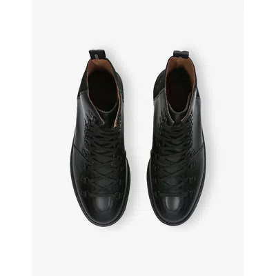 Grenson Mens Black Brady Leather And Suede Hiking Boots Eur 44 / 10 Uk In Black