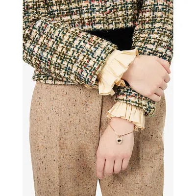 Valentino Womens Oro Nero Crystal Coeur Royal Metal And Swarovski Crystal Bracelet In Gold