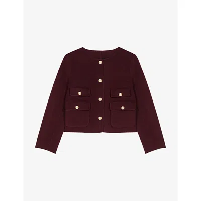 Maje Womens Burgundy Reversible Double-face Wool-blend Jacket In Burgundy