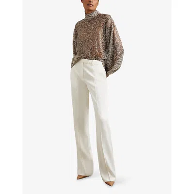 Reiss Women's High-neck Embellished Top In Gold