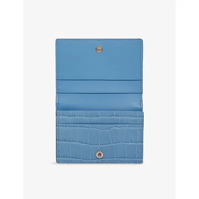 Smythson Folded Card Case With Snap Closure In Mara In Blue