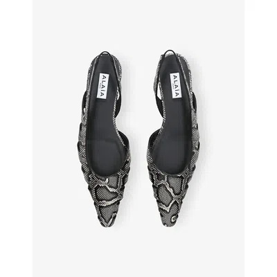 Alaïa Alaia Slingback Ballerinas In Python-effect Printed Leather Women In Black