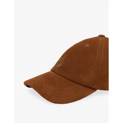 Maje Womens Camel Logo-embroidered Suede Baseball Cap In Brown