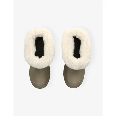 Chloé Rain Boots With Faux Shearling Cuff Kids In Gray