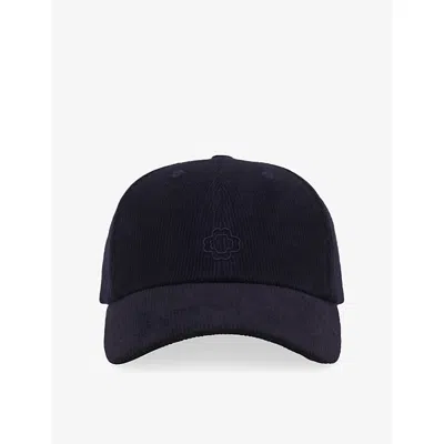 Maje Womens Navy Corduroy Logo-embroidered Cotton Baseball Cap In Blue
