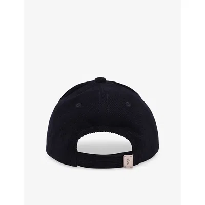 Maje Womens Navy Corduroy Logo-embroidered Cotton Baseball Cap In Blue