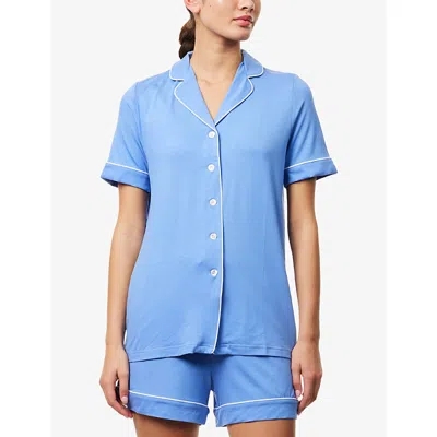 Derek Rose Womens Blue Lara Relaxed-fit Jersey Shorts Pyjama Set