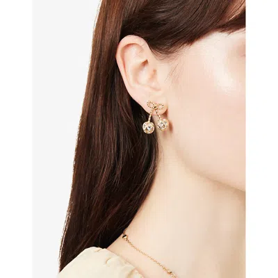 Valentino Womens Oro Crystal Cherryfic Metal And Swarovski Crystal Earrings In Brown