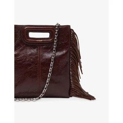 Maje Womens Dark Brown Mini M Mini Crackled Leather Bag In Brown