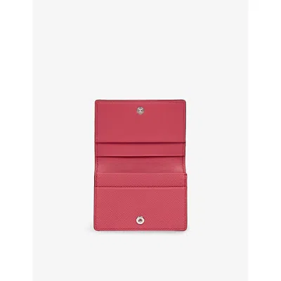 Smythson Womens Raspberry Panama Folded Leather Card Case In Pink