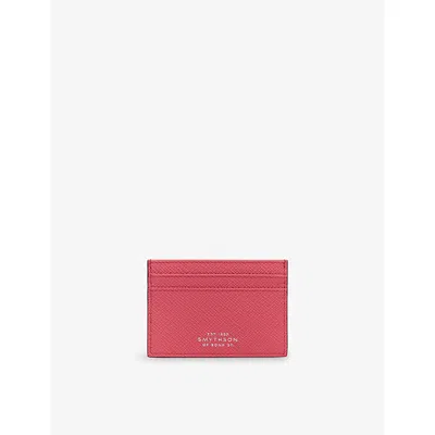 Smythson Womens Raspberry Stars Panama Flat Leather Card Holder In Multi