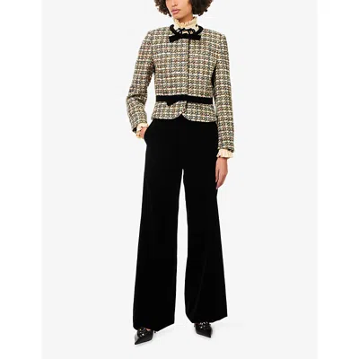 Valentino Womens Multicolor. Tweed Cropped Woven Jacket In Multi
