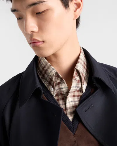 Prada Superfine Wool And Suede Sweater In Blue