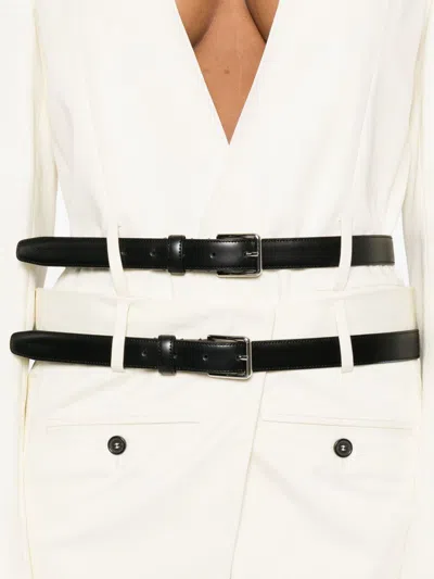 Dsquared2 Double-breasted Coat Featuring Belt Detail In White