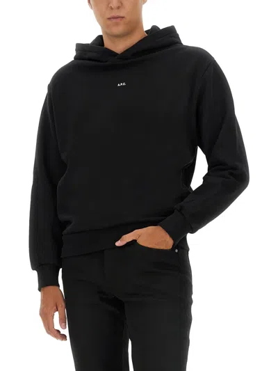 Apc Relaxed-fit Black Hoodie With Ribbed Cuffs In Black