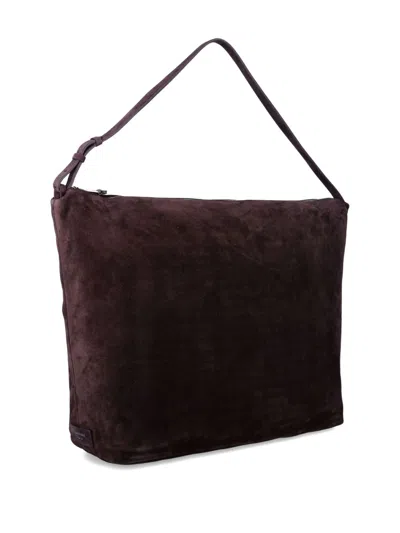 Emporio Armani Hobo Large Chain Soft Suede In Brown