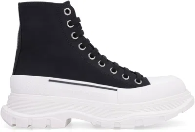 Alexander Mcqueen Black Canvas Tread Slick Sneakers