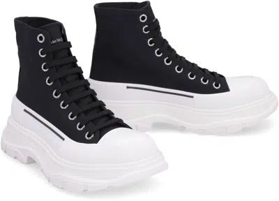 Alexander Mcqueen Black Canvas Tread Slick Sneakers