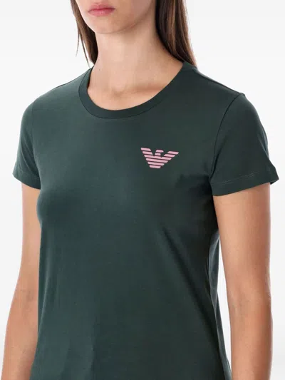 Emporio Armani Graphic Print Short Sleeve Crew Neck Top In Green