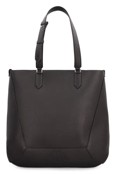 Alexander Mcqueen The Edge Medium Leather Tote Bag In Black