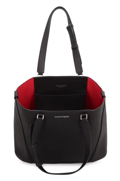 Alexander Mcqueen The Edge Medium Leather Tote Bag In Black