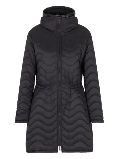 Emporio Armani Nylon Midi Down Jacket In Black