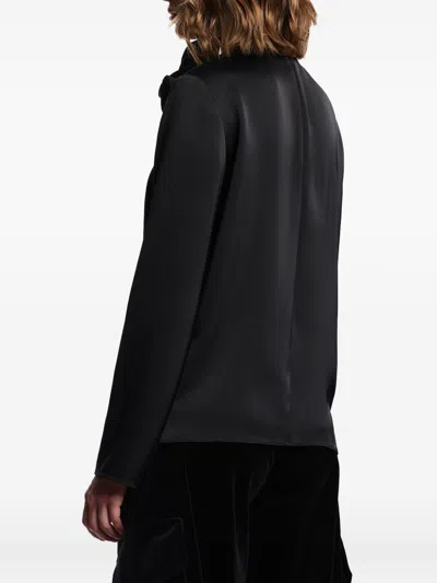 Emporio Armani Ruffled Neckline Sweater In Black