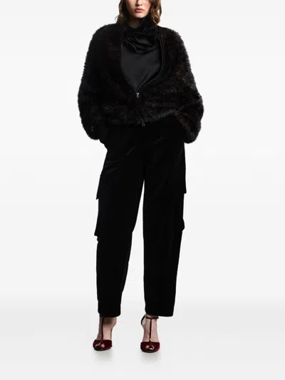 Emporio Armani Ruffled Neckline Sweater In Black