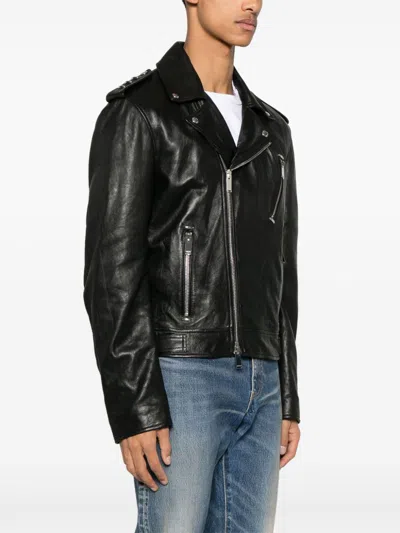 Alexander Mcqueen Piercing Leather Jacket In Black