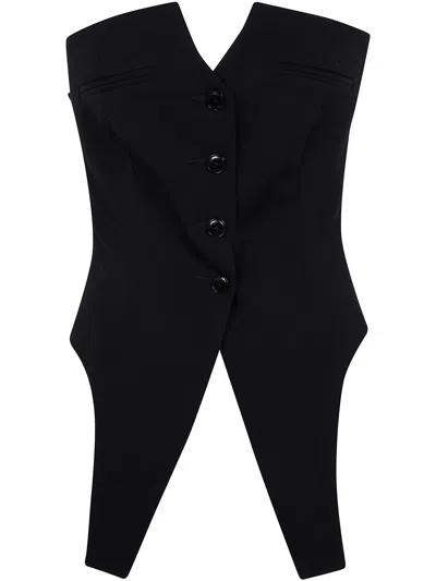 Alexander Wang Deconstructed Strapless Vest Top In Black