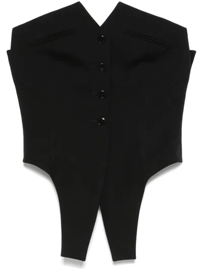 Alexander Wang Deconstructed Strapless Vest Top In Black