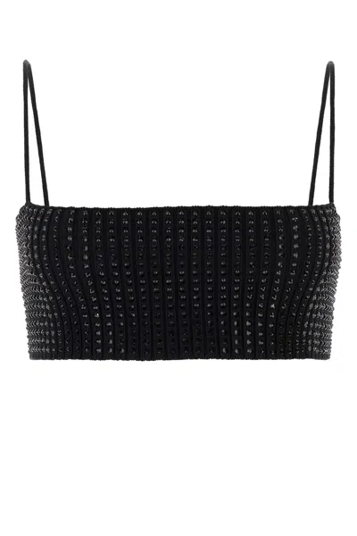 Alexander Wang Crystal Hotfix Detailed Bandeau Bra In Black