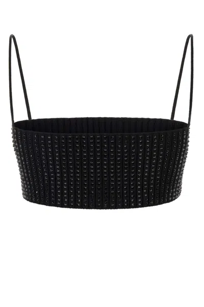 Alexander Wang Crystal Hotfix Detailed Bandeau Bra In Black