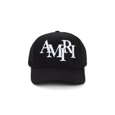 Amiri Structured Black Cotton Cap With Bold Embroidered Detailing In Black