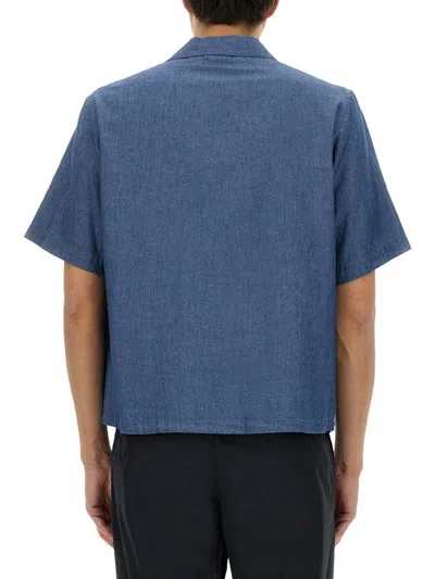 Aspesi Short Sleeves Spread Collar Chest Pocket Shirt In Blue