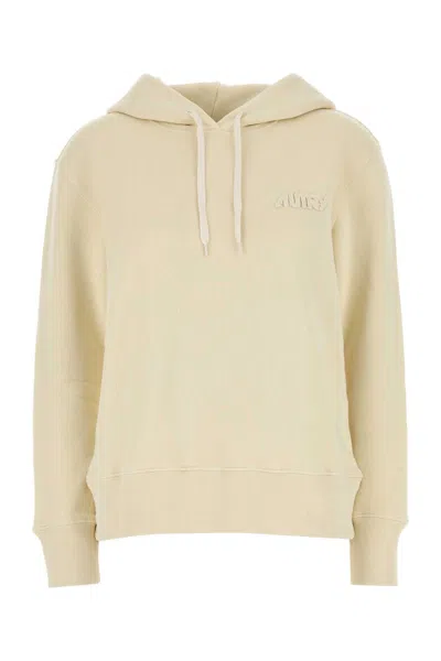 Autry Relaxed-fit Cream Hoodie With Adjustable Drawstring Hood In Neutral
