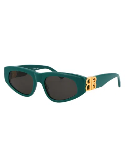 Balenciaga Acetate Green Sunglasses In Green