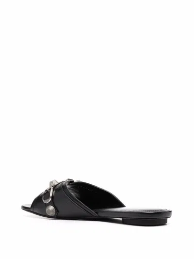 Balenciaga 10mm Cagole Leather Sandals In Black