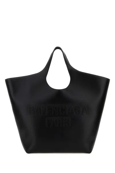 Balenciaga Black Leather Large Mary-kate Shopping Bag In Black