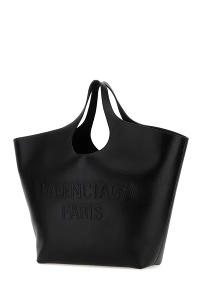 Balenciaga Black Leather Large Mary-kate Shopping Bag In Black