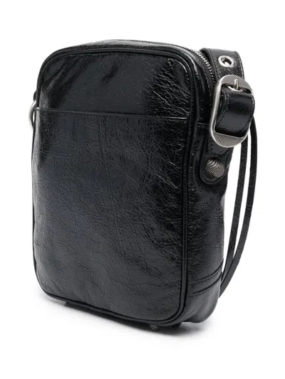 Balenciaga Black Leather Le Cagole Men Crossbody Bag In Black