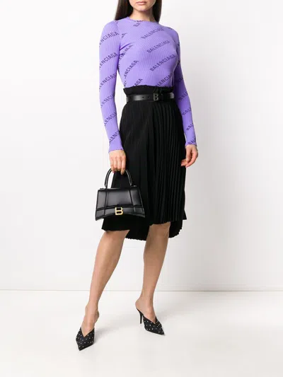 Balenciaga Hourglass Small Leather Top Handle Shoulder Bag In Black