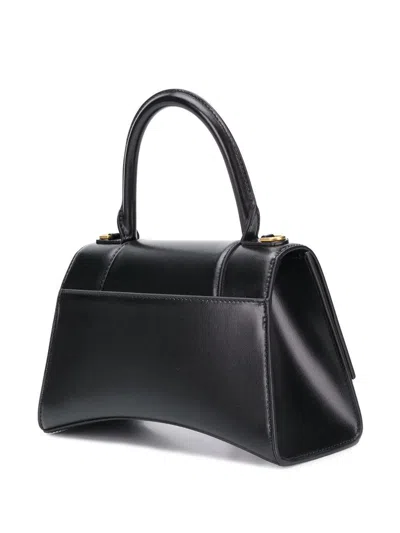 Balenciaga Hourglass Small Leather Top Handle Shoulder Bag In Black