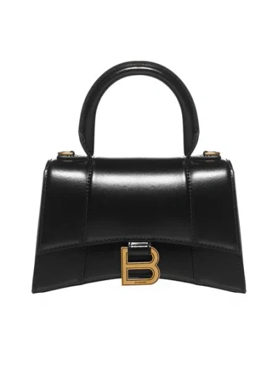 Balenciaga Hourglass Xs Top Handle Bag In Patent Leather In Black
