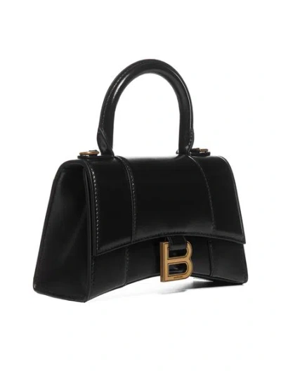 Balenciaga Hourglass Xs Top Handle Bag In Patent Leather In Black