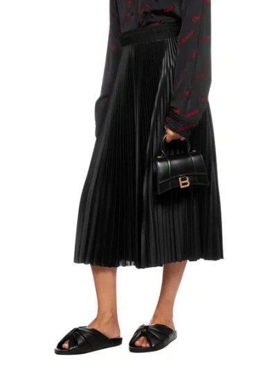 Balenciaga Hourglass Xs Top Handle Bag In Patent Leather In Black