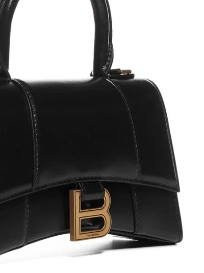 Balenciaga Hourglass Xs Top Handle Bag In Patent Leather In Black
